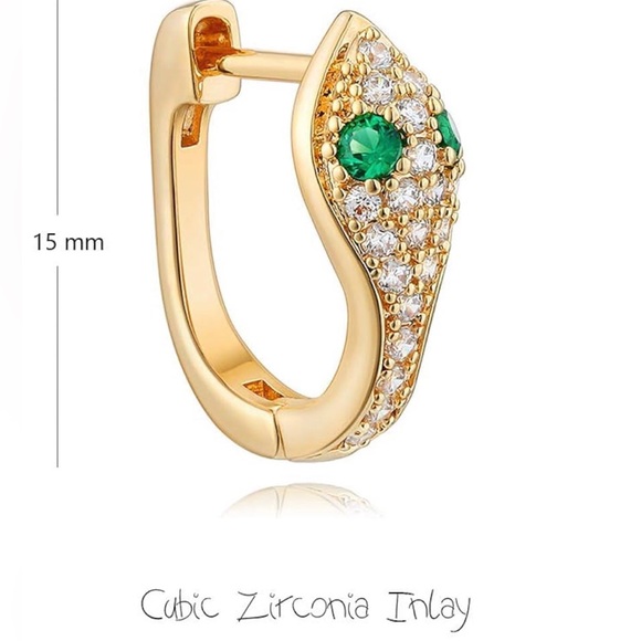 14KGP CZ snake earrings - Picture 4 of 5